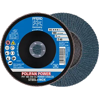 PFERD POLIFAN-Fächerscheiben PFF 180 Z 40 SG POWER STEELOX