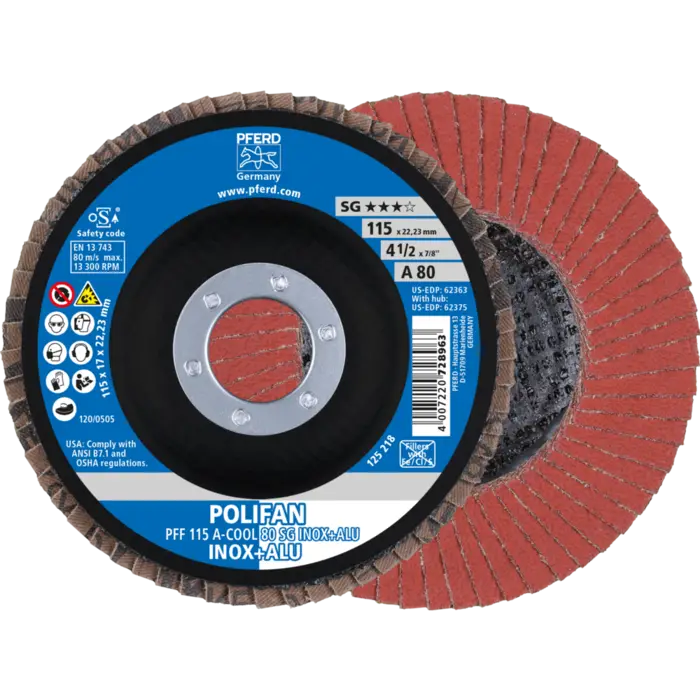 PFERD POLIFAN-Fächerscheiben PFF 115 A-COOL 80 SG INOX+ALU