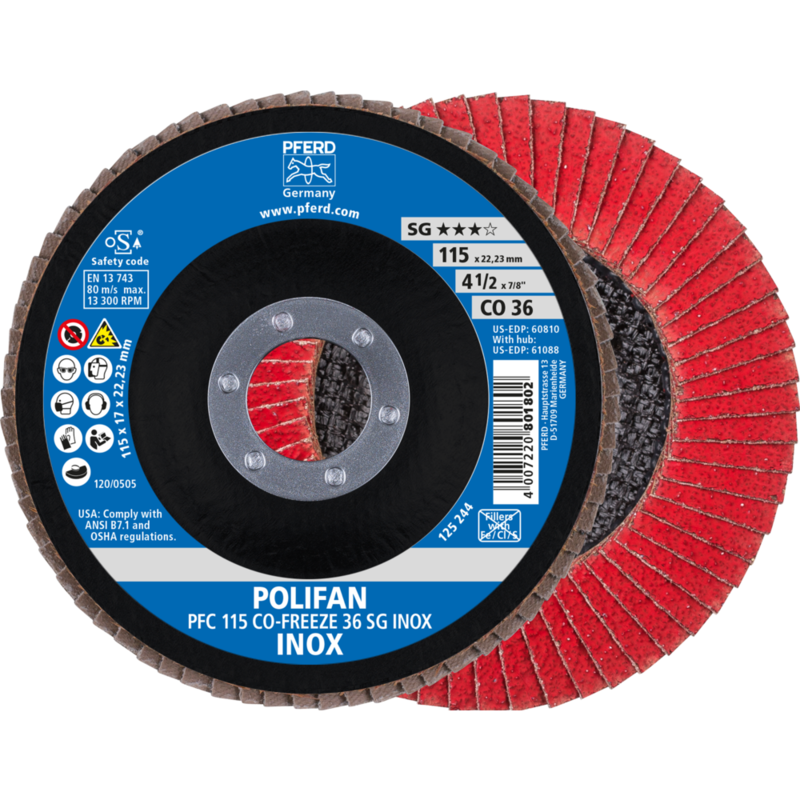 PFERD POLIFAN-Fächerscheiben PFC 115 CO-FREEZE 36 SG INOX