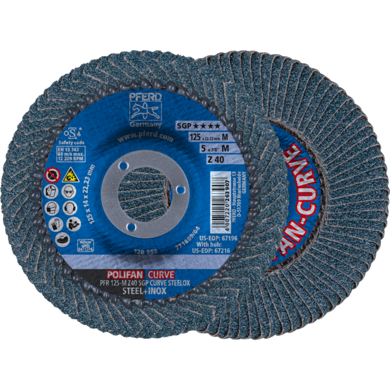 PFERD POLIFAN-Fächerscheiben PFR 125-M Z 40 SGP CURVE STEELOX