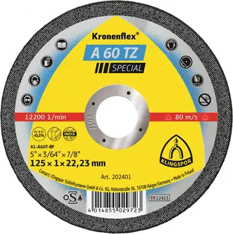 Klingspor - A 60 TZ Trennscheibe, 125 x 1 x 22,23 mm gekröpft