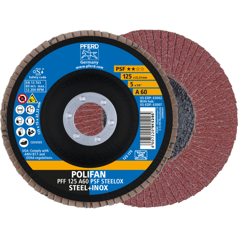 PFERD POLIFAN-Fächerscheiben PFF 125 A 60 PSF STEELOX