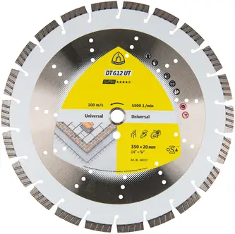 Klingspor - DT 612 UT Diamanttrennscheibe, 400 x 3,6 x 25,4 mm 26 Segmente 40 x 3,6 x 12 mm, Standard Turbo