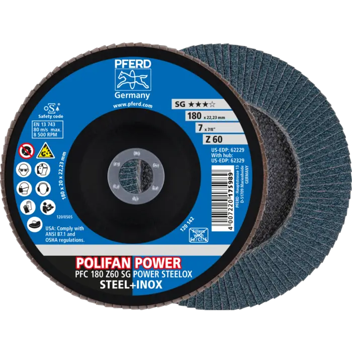 PFERD POLIFAN-Fächerscheiben PFC 180 Z 60 SG POWER STEELOX