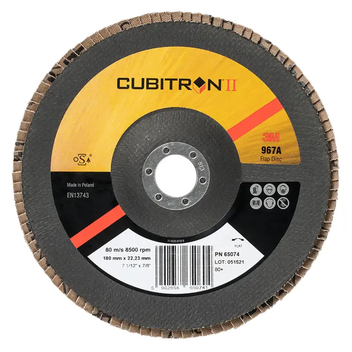 3M Cubitron II Fächerscheibe 967A, 180 mm x 22 mm, 80+, flach