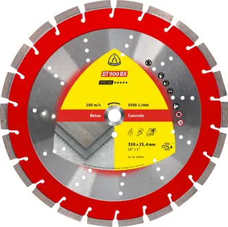 Klingspor - DT 900 BX Diamanttrennscheibe, 350 x 3 x 25,4 mm 22 Segmente 40 x 3 x 12 mm, Standardverzahnung