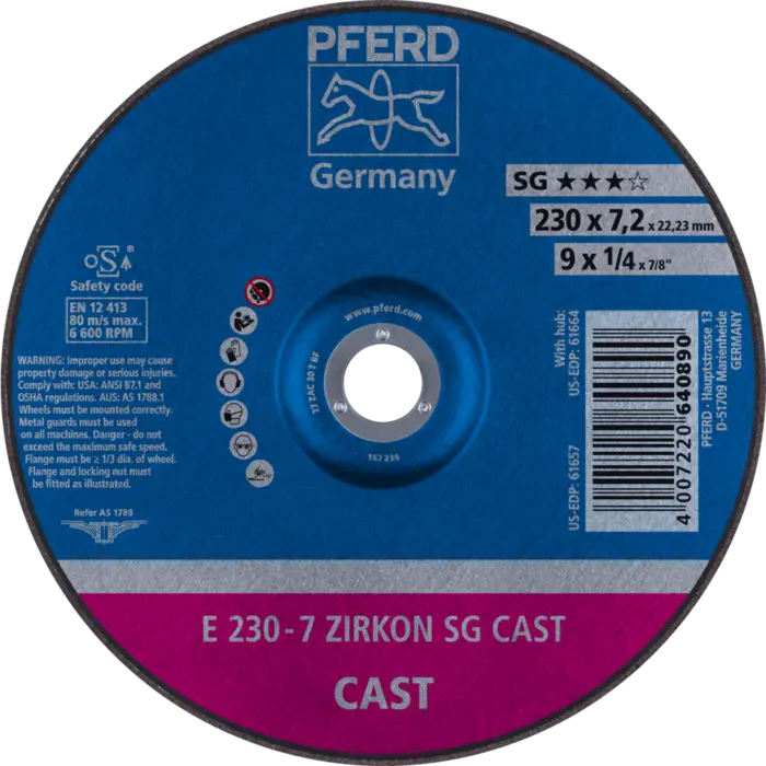 PFERD Schruppscheiben E 230-7 ZIRKON SG CAST