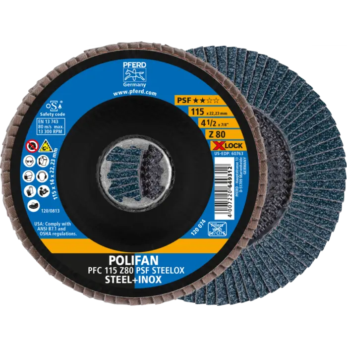 PFERD POLIFAN-Fächerscheiben PFC 115 Z 80 PSF STEELOX/X-LOCK