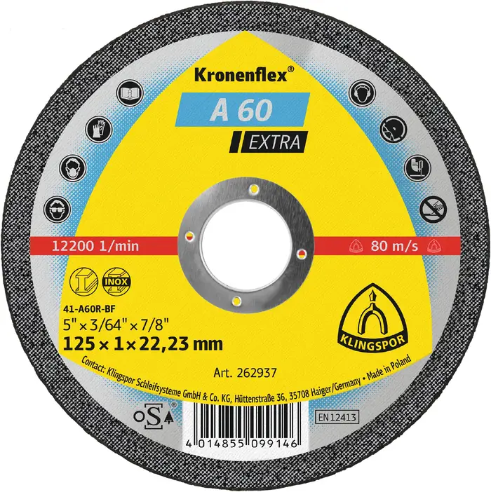 Klingspor - A 60 Extra Trennscheibe, 125 x 1 x 22,23 mm gerade