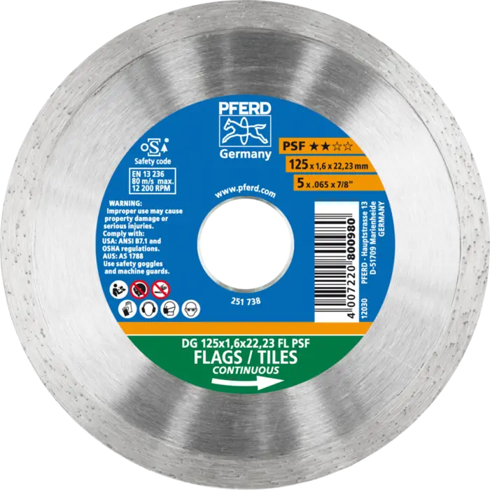 PFERD Diamantwerkzeuge für die Bauindustrie DG 125 x 1,6 x 22,23 FL PSF