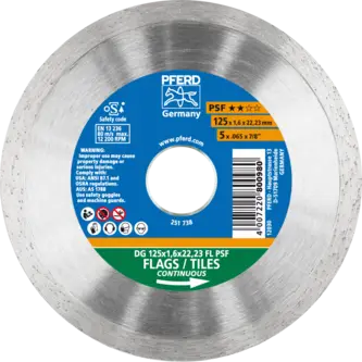 PFERD Diamantwerkzeuge für die Bauindustrie DG 125 x 1,6 x 22,23 FL PSF
