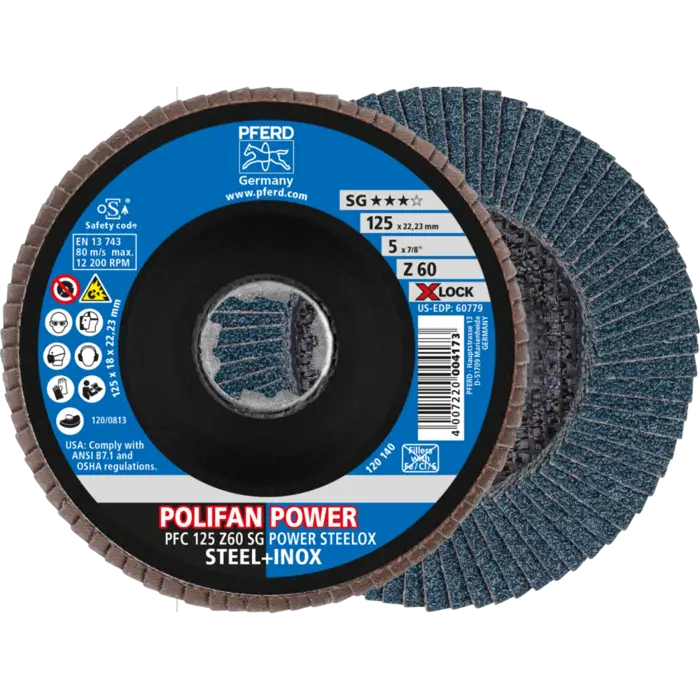 PFERD POLIFAN-Fächerscheiben PFC 125 Z 60 SG POWER STEELOX/X-LOCK