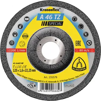 Klingspor - A 46 TZ Trennscheibe, 125 x 1,6 x 22,23 mm gekröpft