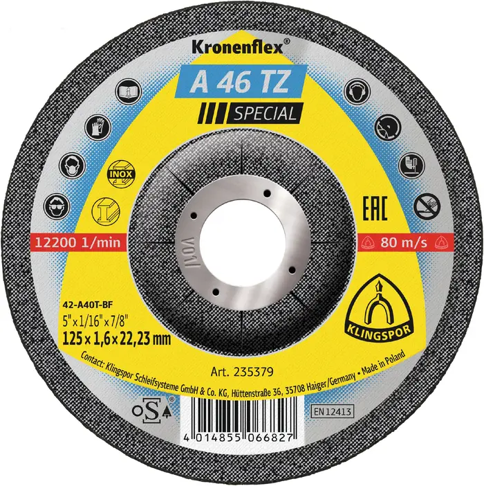 Klingspor - A 46 TZ Trennscheibe, 125 x 1,6 x 22,23 mm gekröpft