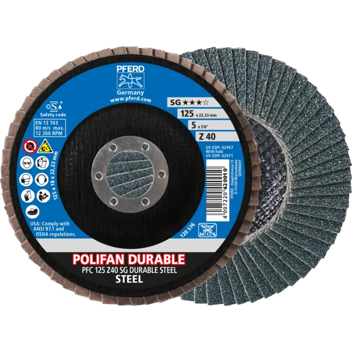 PFERD POLIFAN-Fächerscheiben PFC 125 Z40 SG DURABLE STEEL