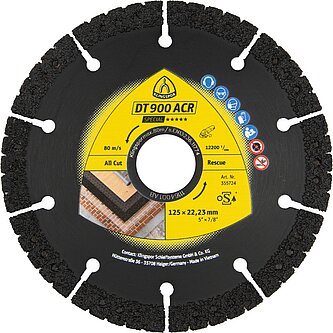 Klingspor - DT 900ACR Diamanttrennscheibe, 230 x 3,1 x 22,23 mm 16 Segmente 56 x 3,1 x 10 mm, VG - Vakuumgelötet