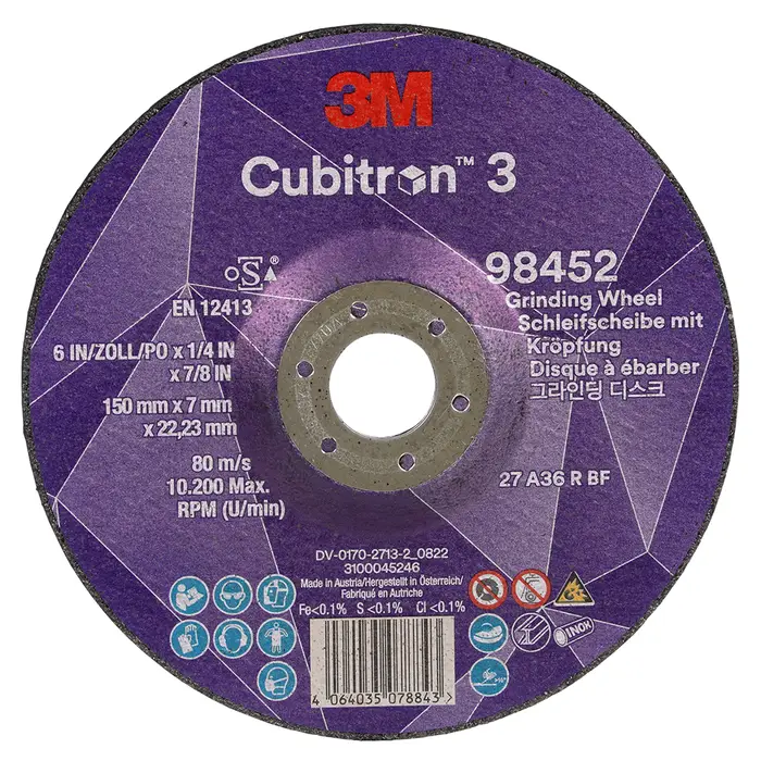 3M Cubitron 3 Schruppscheibe, 98452, 36+, T27, 150 mm x 7 mm x 22,23 mm, EN, 10/Pack, 20 Stück/VE