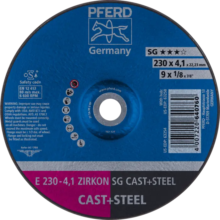 PFERD Schruppscheiben E 230-4,1 ZIRKON SG CAST+STEEL