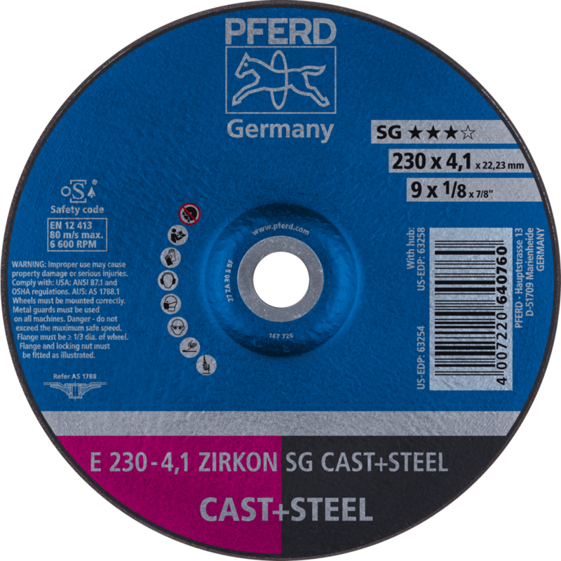 PFERD Schruppscheiben E 230-4,1 ZIRKON SG CAST+STEEL
