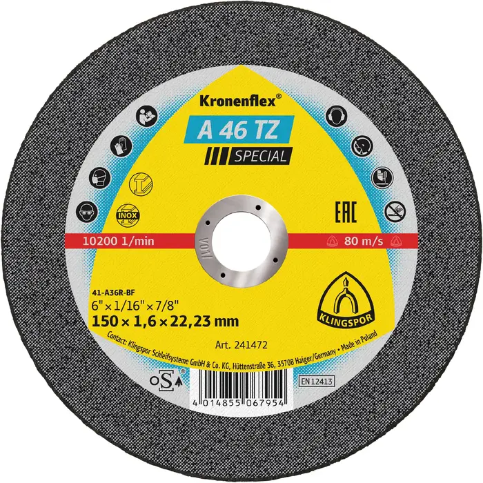 Klingspor - A 46 TZ Trennscheibe, 150 x 1,6 x 22,23 mm gerade