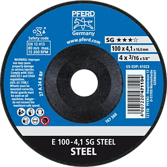 PFERD Schruppscheiben E 100-4,1 SG STEEL/16,0