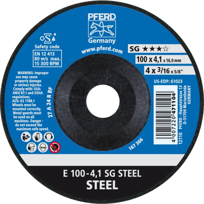 PFERD Schruppscheiben E 100-4,1 SG STEEL/16,0