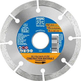 PFERD Diamantwerkzeuge für die Bauindustrie DS 115 x 1,6 x 22,23 PSF