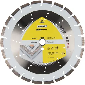 Klingspor - DT 900 UX Diamanttrennscheibe, 450 x 3,6 x 25,4 mm 30 Segmente 40 x 3,6 x 12 mm, Standardverzahnung