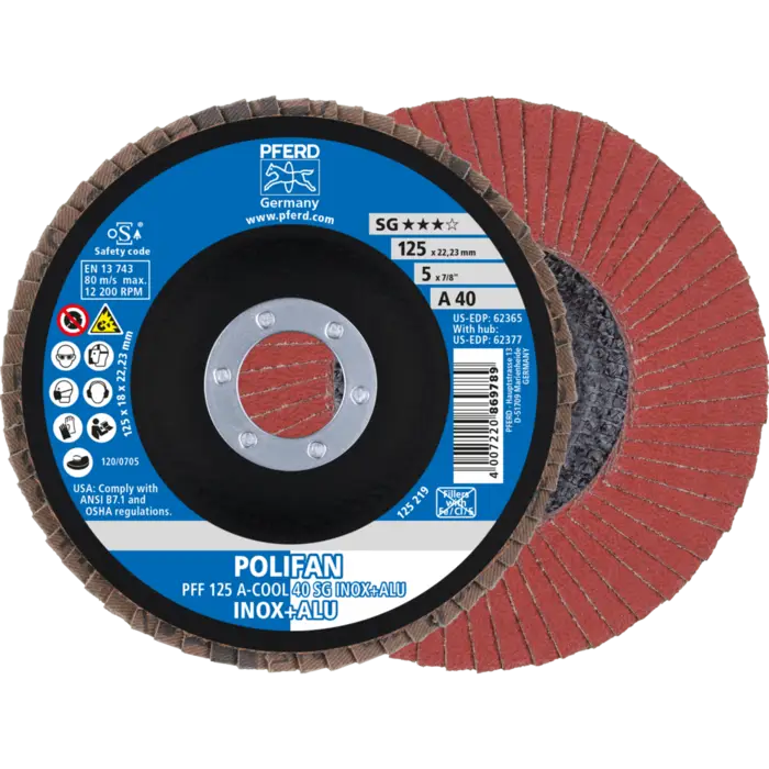 PFERD POLIFAN-Fächerscheiben PFF 125 A-COOL 40 SG INOX+ALU