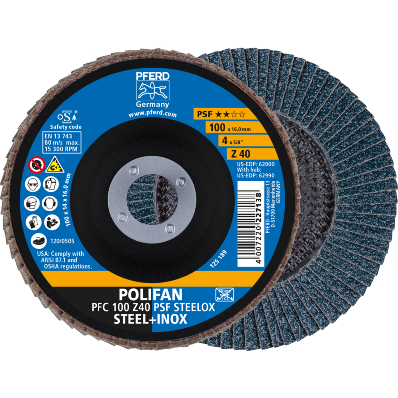 PFERD POLIFAN-Fächerscheiben PFC 100 Z40 PSF STEELOX/16