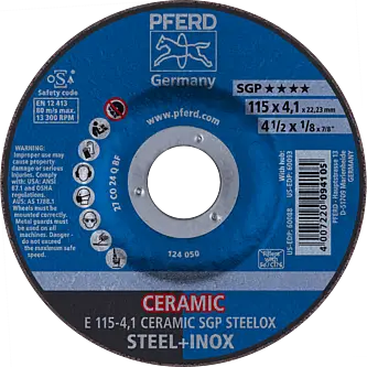 PFERD Schruppscheiben E 115-4,1 CERAMIC SGP STEELOX