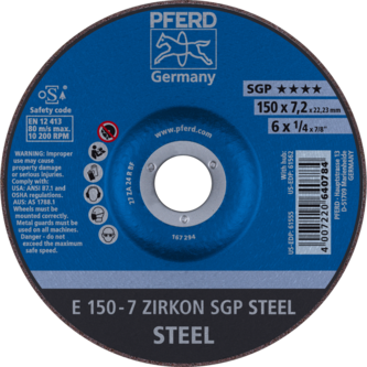 PFERD Schruppscheiben E 150-7 ZIRKON SGP STEEL