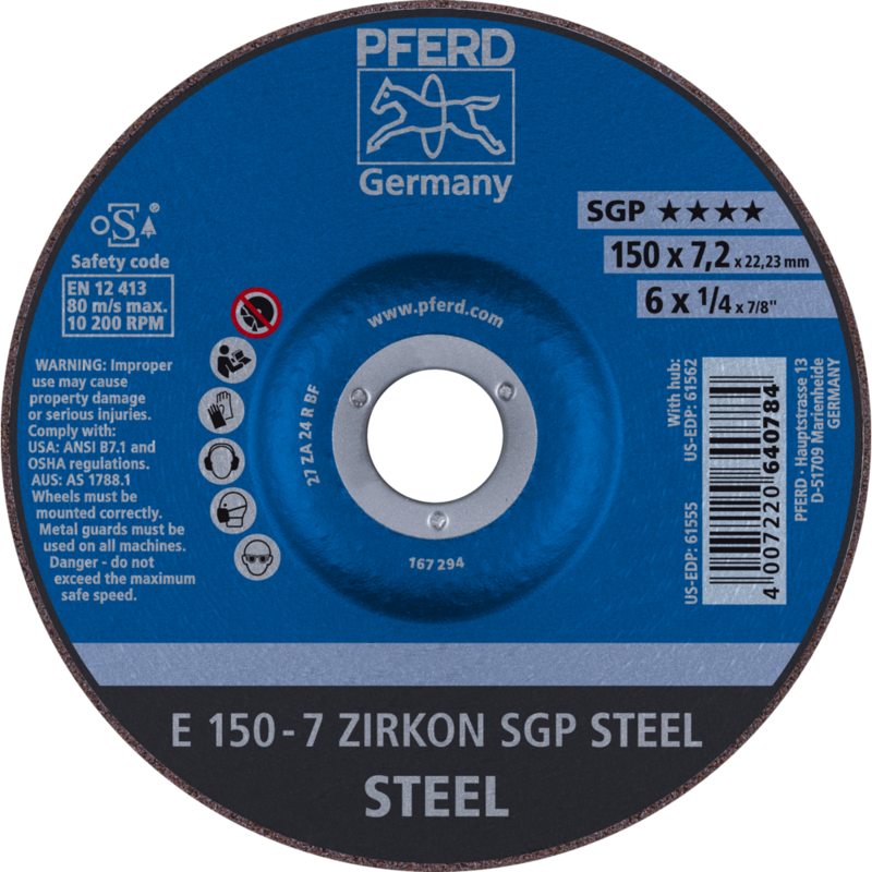 PFERD Schruppscheiben E 150-7 ZIRKON SGP STEEL