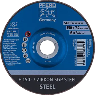 PFERD Schruppscheiben E 150-7 ZIRKON SGP STEEL