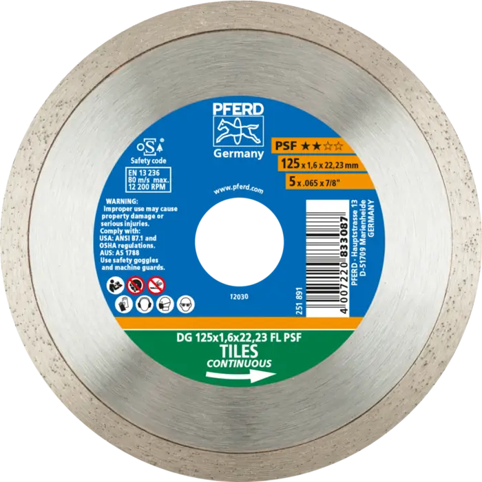 PFERD Diamantwerkzeuge für die Bauindustrie DG 125 x 1,6 x 22,23 FL PSF (ZA)