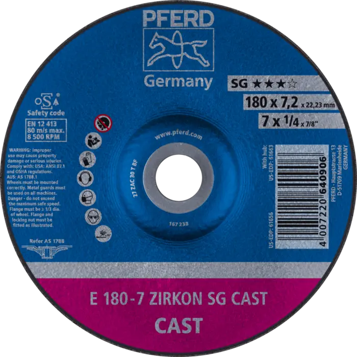 PFERD Schruppscheiben E 180-7 ZIRKON SG CAST