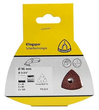 Klingspor - PS 22 K Schleifmittel (Set) kletthaftend, 96 mm Lochform GLS15, SB-verpackt im Reiter