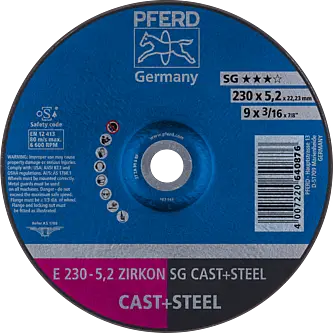 PFERD Schruppscheiben E 230-5,2 ZIRKON SG CAST+STEEL