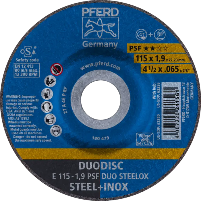 PFERD Trennscheiben E 115-1,9 PSF DUO STEELOX