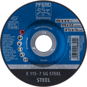 PFERD Schruppscheiben E 115-7 SG STEEL