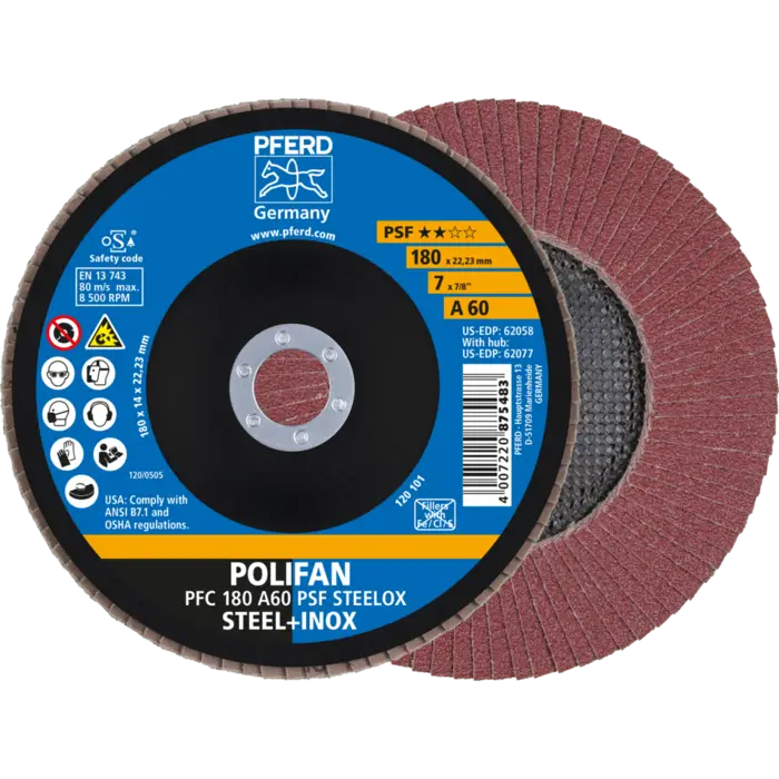 PFERD POLIFAN-Fächerscheiben PFC 180 A 60 PSF STEELOX