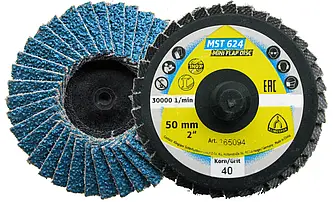 Klingspor - MST 624 Schleifmopteller, Korn 40 75 mm gewölbt Quick Roll Connect