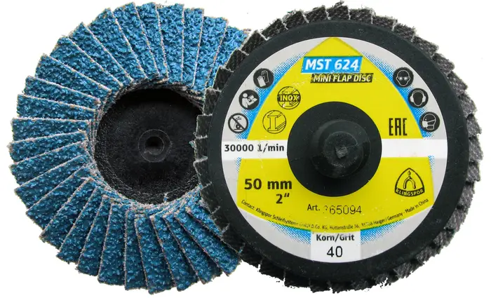 Klingspor - MST 624 Schleifmopteller, Korn 40 50 mm gewölbt Quick Roll Connect
