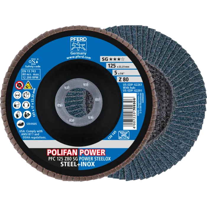 PFERD POLIFAN-Fächerscheiben PFC 125 Z 80 SG POWER STEELOX
