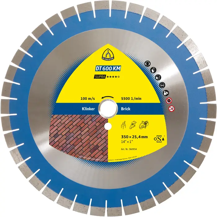 Klingspor - DT 600 KM Diamanttrennscheibe, 450 x 3,6 x 60 mm 50 Segmente 24 x 3,6 x 15 mm, Kurzverzahnung Reduzierring 25,4