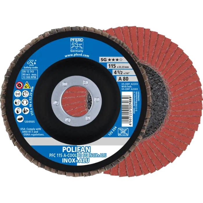 PFERD POLIFAN-Fächerscheiben PFC 115 A-COOL 80 SG INOX+ALU