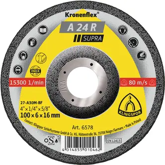 Klingspor - A 24 R Schruppscheibe, 100 x 6 x 16 mm gekröpft