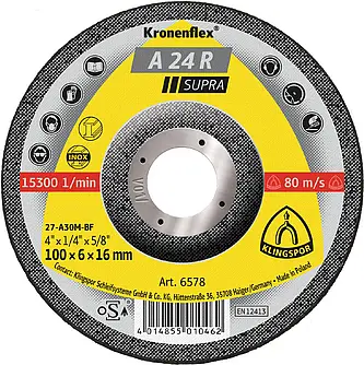 Klingspor - A 24 R Schruppscheibe, 100 x 6 x 16 mm gekröpft