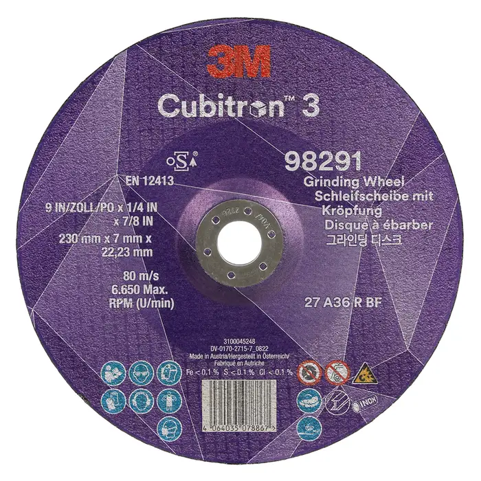 3M Cubitron 3 Schruppscheibe, 98291, 36+, T27, 230 mm x 7 mm x 22,23 mm, EN, 10/Pack, 20 Stück/VE
