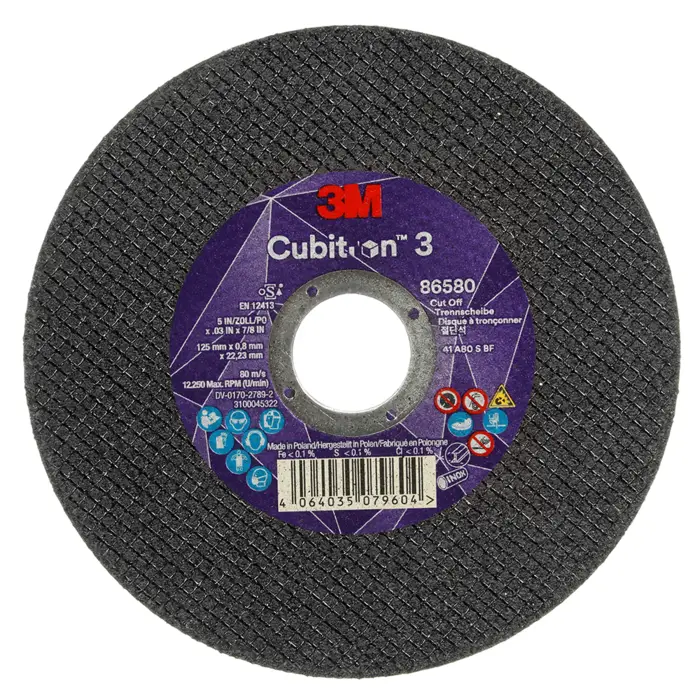 3M Cubitron 3 Trennscheibe, 86580, 80+, T41, 125 mm x 0,8 mm x 22,23 mm, EN, 25/Pack, 50 Stück/VE